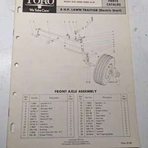 Toro Parts Catalog List Book Manual 8Hp Lawn Tractor 55055 1971 Electric Start