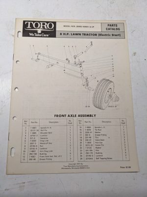 Toro Parts Catalog List Book Manual 8Hp Lawn Tractor 55055 1971 Electric Start