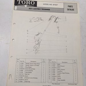 Toro Parts Catalog List Book Manual Key-Lectric Trimmer 1969 87007