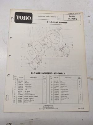 Toro Parts Catalog List Book Manual 5Hp Leaf Blower 62905 3310-429 1972