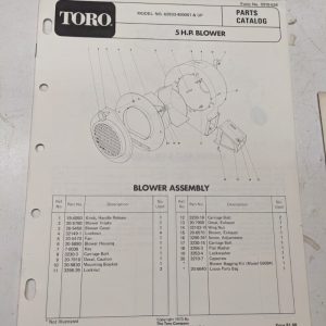 Toro 5Hp Blower Parts Catalog 1973 62933 3310-534 List Book Manual