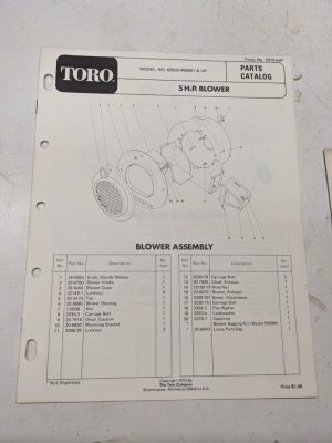 Toro 5Hp Blower Parts Catalog 1973 62933 3310-534 List Book Manual