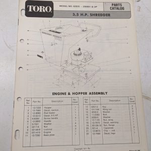 Toro 3.5Hp Shredder Bagger Parts Catalog 1971 62835 List Book Manual