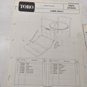 Toro Parts Catalog List Book Manual Lawn Dolly 3310-457 87077 1973