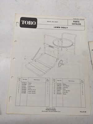 Toro Parts Catalog List Book Manual Lawn Dolly 3310-457 87077 1973