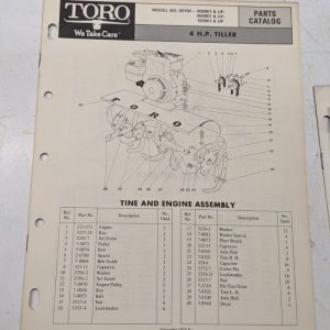Toro Parts Catalog List Book Manual 4Hp Tiller 58100 1970