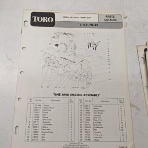 Toro Parts Catalog List Book Manual 5Hp Tiller 58210 1971 Garden Front Tine