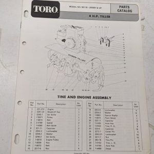 Toro Parts Catalog List Book Manual 4Hp Tiller 581100 1971 Garden Front Tine