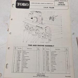 Toro Parts Catalog List Book Manual 3Hp Tiller 58013 3310-413 Rev A 1973