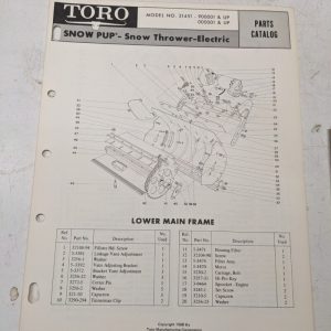Toro Parts Catalog List Book Manual Snow Thrower Electric Pup 31451 1968