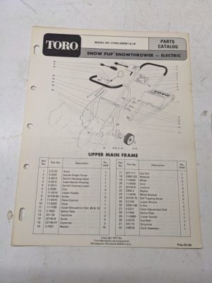 Toro Parts Catalog List Book Manual Snow Thrower Electric Pup 31453 1971