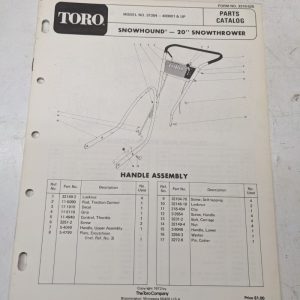 Toro Parts Catalog List Book Manual Snow Hound 20” 31304 1973 Blower 3310-525