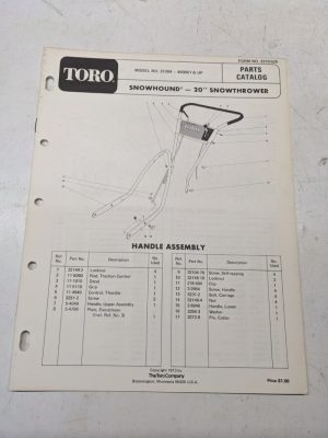 Toro Parts Catalog List Book Manual Snow Hound 20” 31304 1973 Blower 3310-525