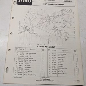 Toro Parts Catalog List Book Manual Snow Hound 24” 31624 31677 1973 Blower