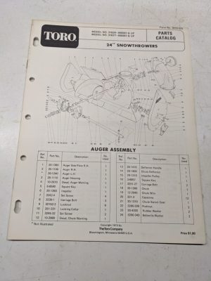 Toro Parts Catalog List Book Manual Snow Hound 24” 31624 31677 1973 Blower