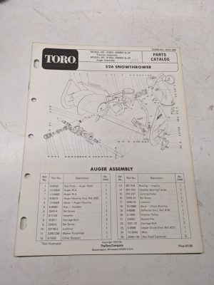 Toro Parts Catalog List Book Manual Snowthrower 526 Blower 31663 31263 1972