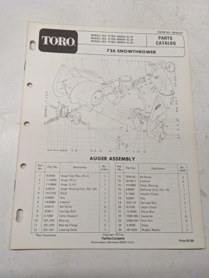 Toro Parts Catalog List Book Manual Snowthrower 726 Blower 31763 31756 31263
