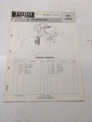 Toro Parts Catalog List Book Manual Snowthrower 32” 31600 31655 1969 Blower