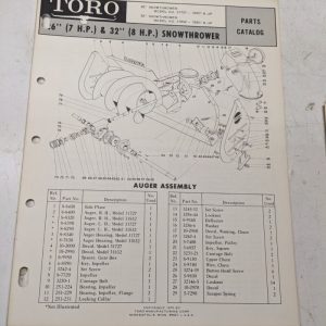 Toro Parts Catalog List Book Manual Snowthrower 26 32” 31727 31832 1970 Blower
