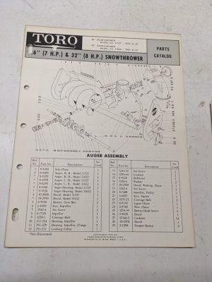 Toro Parts Catalog List Book Manual Snowthrower 26 32” 31727 31832 1970 Blower