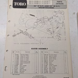 Toro Parts Catalog List Book Manual Snowthrower 26 32” 31760 31260 31820 31320
