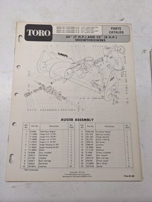 Toro Parts Catalog List Book Manual Snowthrower 26 32” 31760 31260 31820 31320