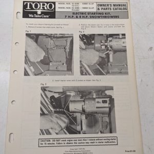 Toro Parts Catalog List Book Manual Electric Starting Kit 10-4260 10-4280 1970