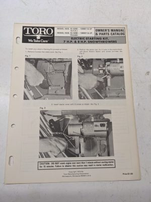 Toro Parts Catalog List Book Manual Electric Starting Kit 10-4260 10-4280 1970
