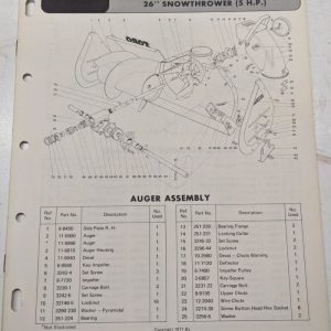 Toro Parts Catalog List Book Manual Snowthrower 26” 31660 31260 Blower 1971