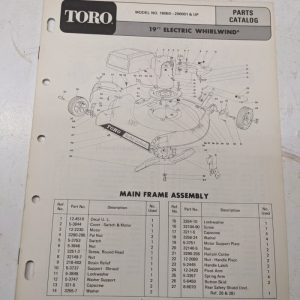 Toro Parts Catalog List Book Manual 19” Electric Whirlwind 16050 1971 Lawn Mower