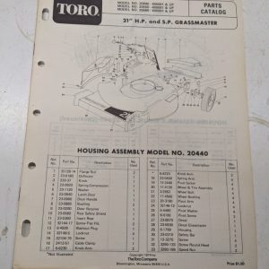 Toro Parts Catalog List Book Manual 21” Hp Grassmaster Sp 20440 20550 20660 1974
