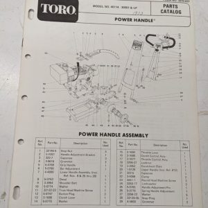 Toro Parts Catalog List Book Manual Power Handle 40114 30001+ 3310-437 1972