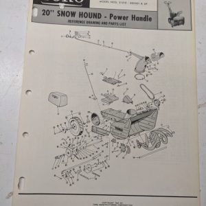 Toro Parts Catalog List Book Manual 20” Snow Hound Power Handle 31210 1967
