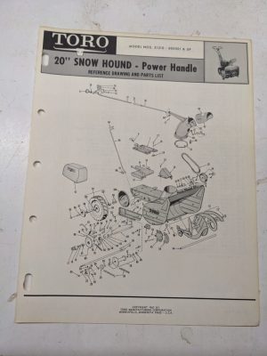 Toro Parts Catalog List Book Manual 20” Snow Hound Power Handle 31210 1967