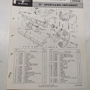 Toro Parts Catalog List Book Manual 21” Sportlawn Implement 10413 10423 1968
