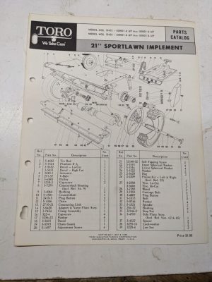 Toro Parts Catalog List Book Manual 21” Sportlawn Implement 10413 10423 1968