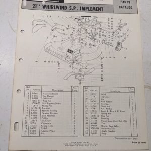 Toro Parts Catalog List Book Manual 21” Whirlwind Sp Implement 20313 000001