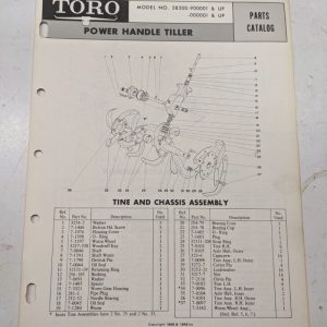 Toro Parts Catalog List Book Manual Power Handle Tiller 58300 1968 1969