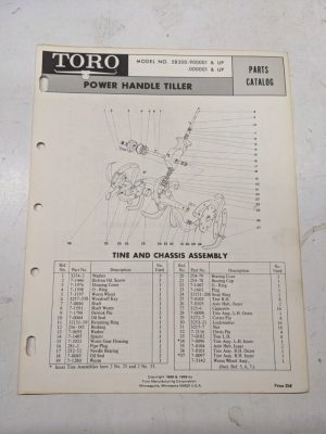 Toro Parts Catalog List Book Manual Power Handle Tiller 58300 1968 1969