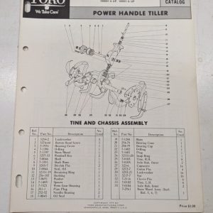 Toro Parts Catalog List Book Manual Power Handle Tiller 59300 1970 Garden