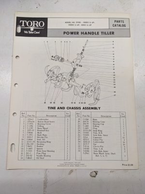 Toro Parts Catalog List Book Manual Power Handle Tiller 59300 1970 Garden