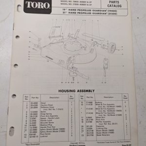 Toro Parts Catalog List Book Manual 19 21” Guardian Lawn Mower 19400 21500 1973