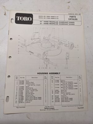 Toro Parts Catalog List Book Manual 19 21” Guardian Lawn Mower 19400 21500 1973