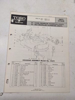 Toro Parts Catalog List Book Manual 21” Guardian Lawn Mower 19271 20571 1970
