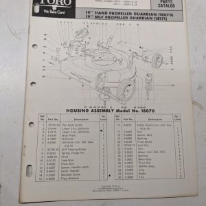 Toro Parts Catalog List Book Manual 19” Guardian Lawn Mower 18070 18171 1970