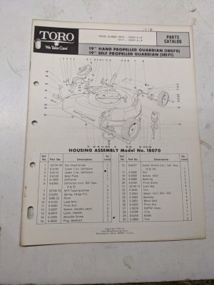 Toro Parts Catalog List Book Manual 19” Guardian Lawn Mower 18070 18171 1970