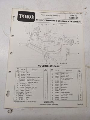 Toro Parts Catalog List Book Manual 21” Guardian Mower 21172 Key Lectric 1972