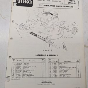 Toro Parts Catalog List Book Manual 21” Whirlwind Lawn Mower 16172 1972 383