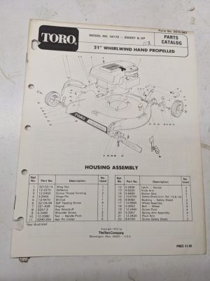 Toro Parts Catalog List Book Manual 21” Whirlwind Lawn Mower 16172 1972 383
