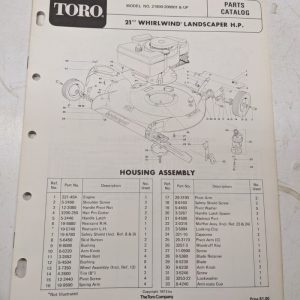 Toro Parts Catalog List Book Manual 21” Whirlwind Landscaper Hp 21900 1973 Mower